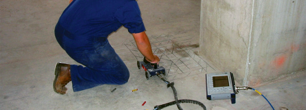 Technician Performing GPR on a Concrete Slab-on-Grade